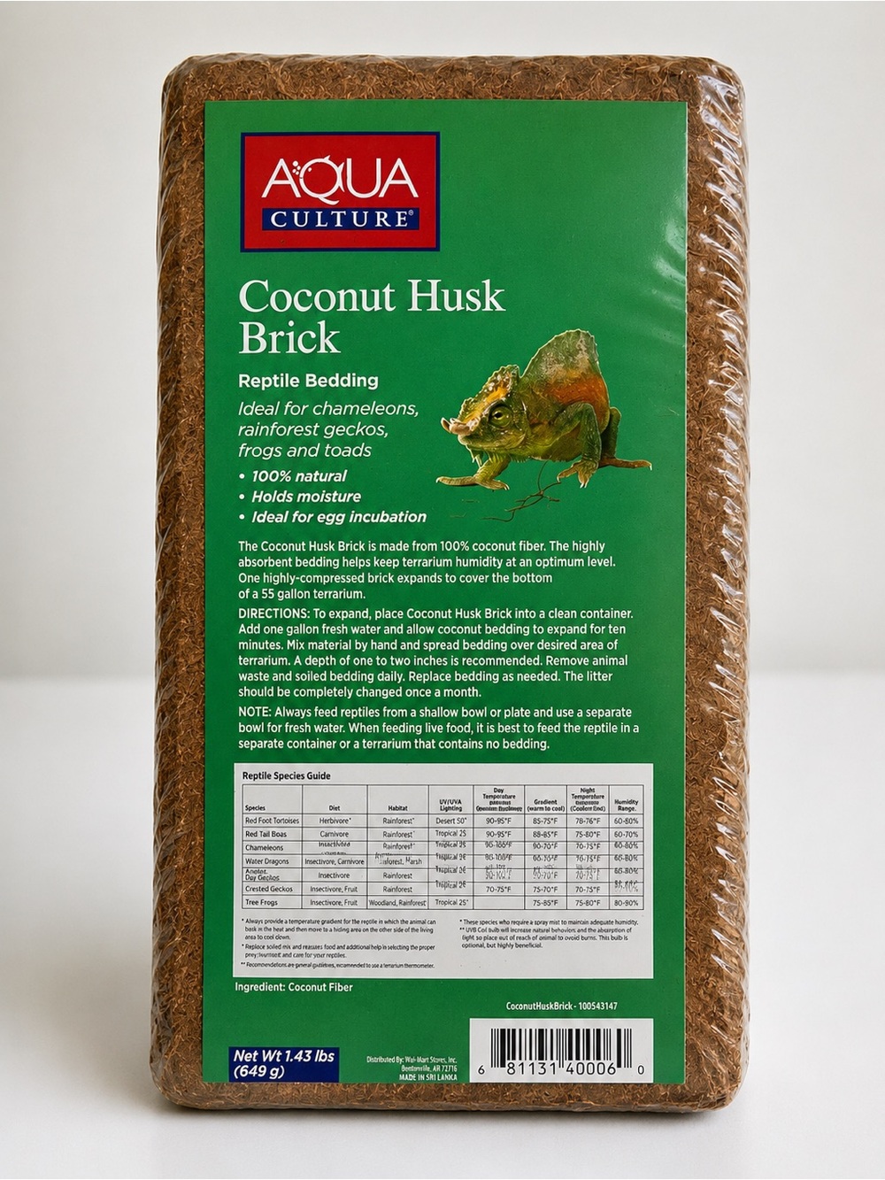 Aqua Culture Coconut Husk Brick Reptile Bedding - Brown